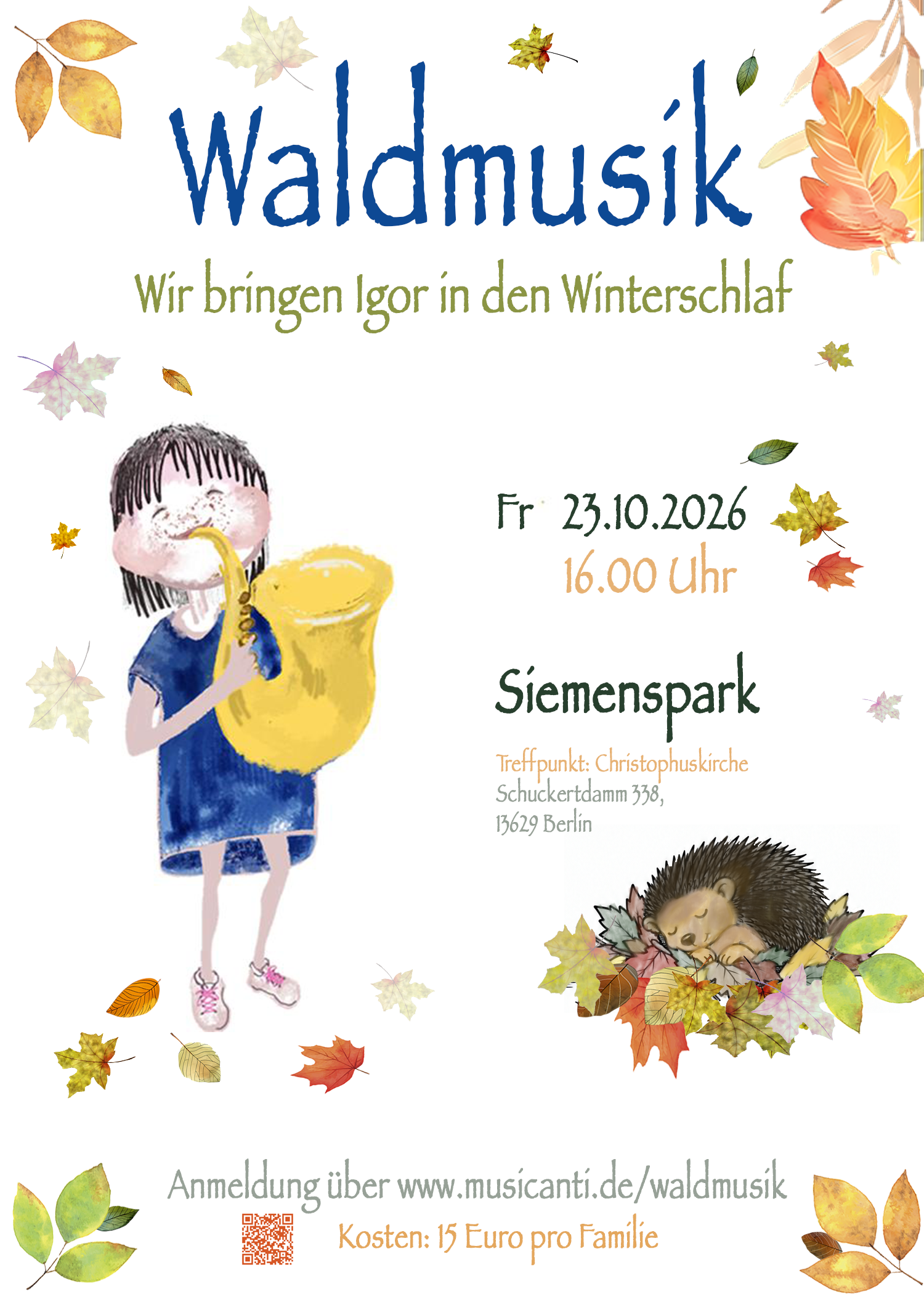 Plakat zur Waldmusik: Igor geht in den Winterschlaf